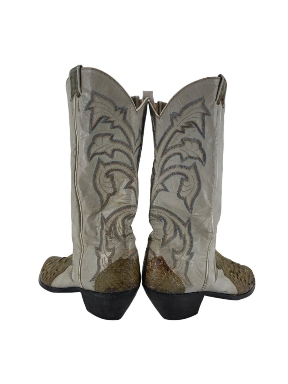 Vintage Larry Mahan Mens 11.5D Giant Python Distressed Snakeskin Cowboy Boots - Picture 15 of 16